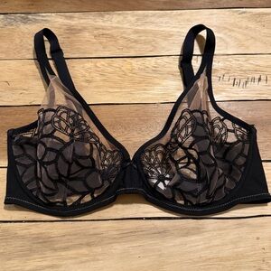 Simone Perele Java 12G319 Sheer Bra Ballerina Black French 85 E US 32DD